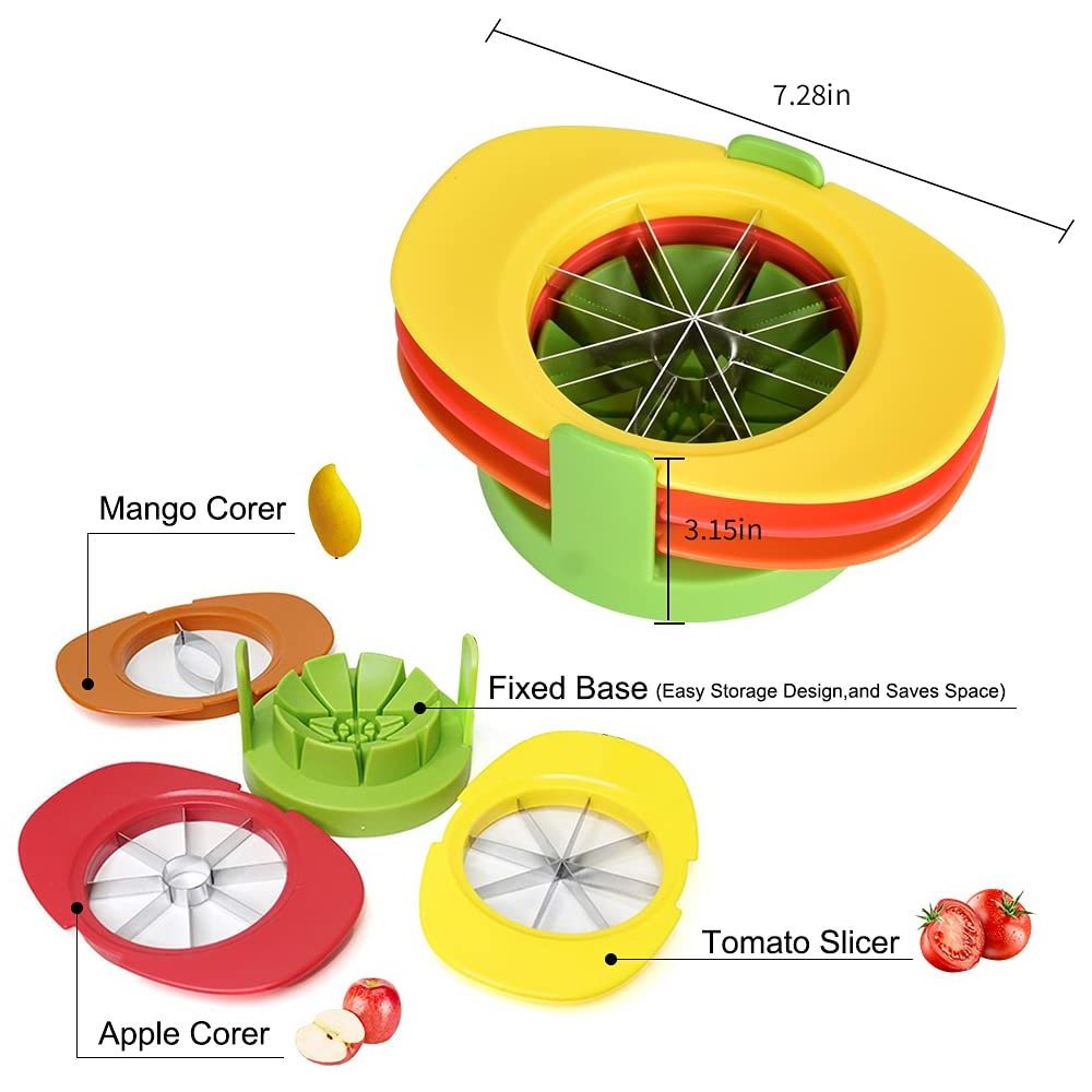 Easy Kitchen items Tool 4 in 1 fruit Mango Peeler Splitter Pitter Remover Apple Pear Corer Cutter Tomato slicer with Common Base