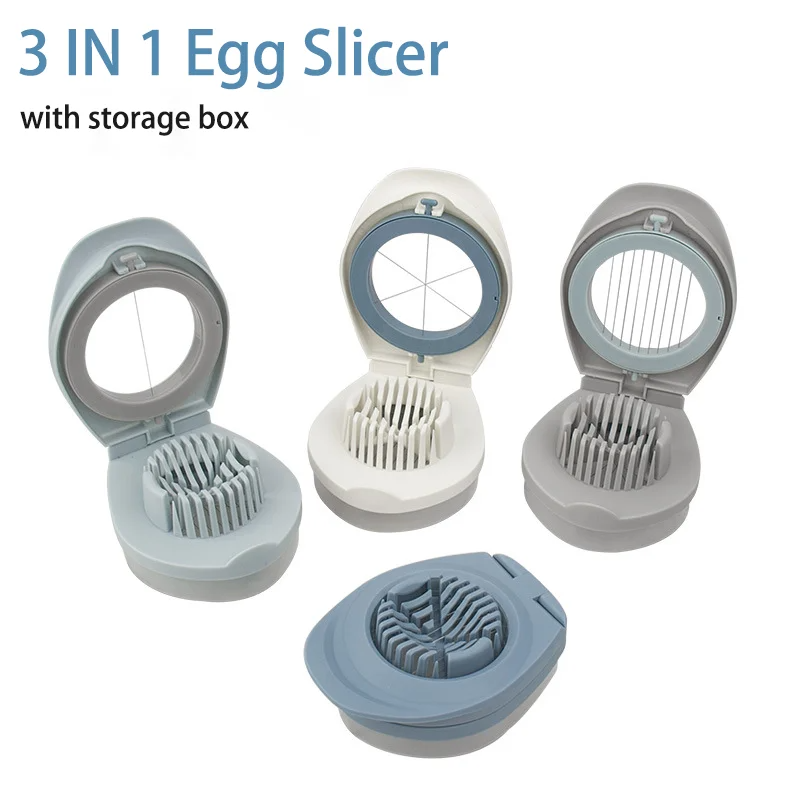 wholesale products kitchen tools gadgets Multi-functional Cutting Wire Fancy Egg Divider 3 in 1 Plastic Boiled Egg Cutter Slicer