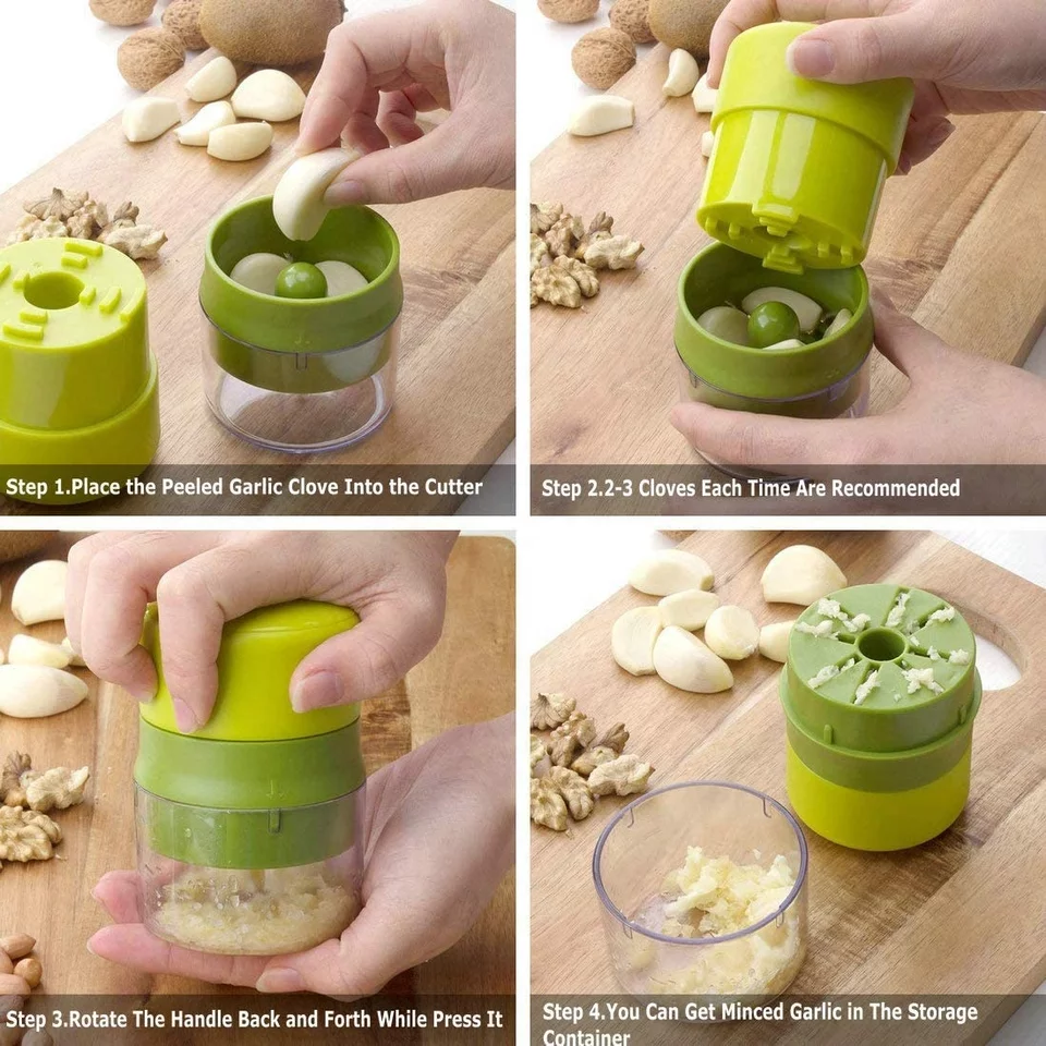 multifunctional Dishwasher Safe kitchen accessories Crusher Mincer Chopper with Storage Container Peanut Walnut Garlic Press