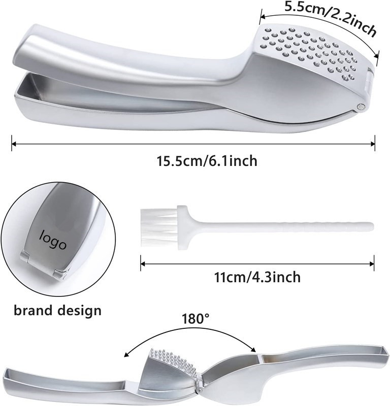 custom multi-function Kitchen Accessories Manual Zinc Alloy Garlic Crusher Handheld Squeezer cooking tools Garlic Press