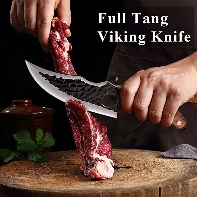 High hardness Viking Cleaver Slaughter Knife Serbian Chef Kitchen Knives 6 Inch Meat Butcher With Wood Handle