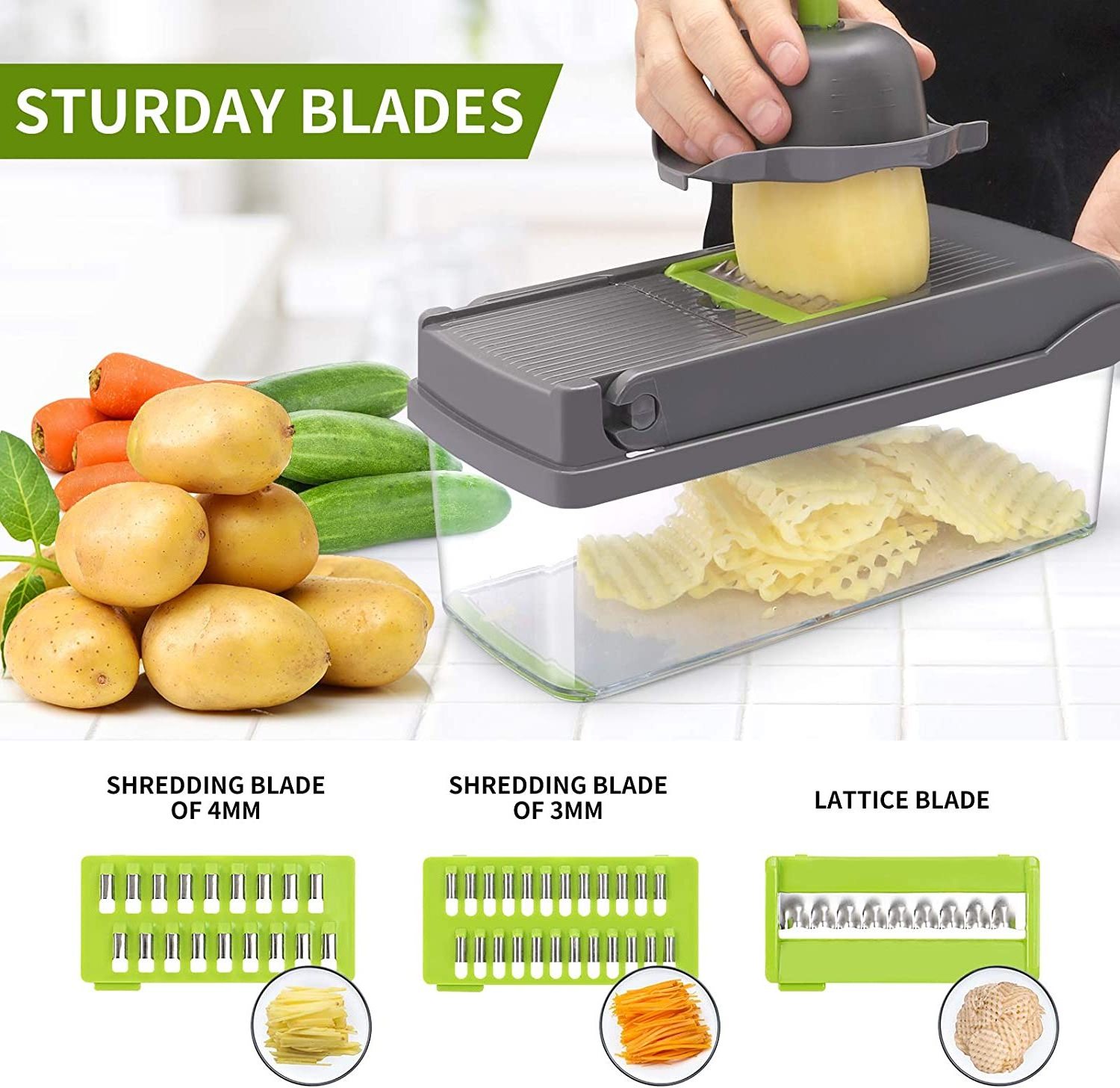 Sharp Food Dicer 8 Blades Veggie Multi Function Chopper Slicer Vegetable Cutter For Salad Potato Carrot Garlic