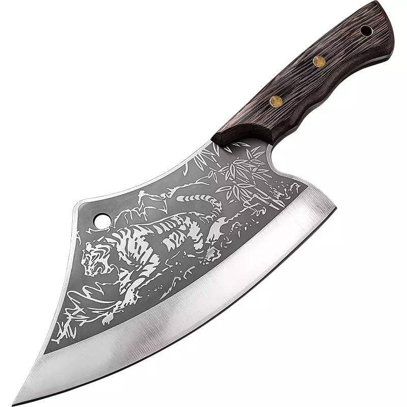 New arrival High carbon steel tiger pattern meat knife 8 inch Hand Forged meat Butcher Knife cleaver chopper full tang