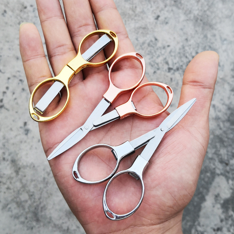 Factory new Portable travel mini shears foldable Stainless Steel Folding scissors for paper string craft shred