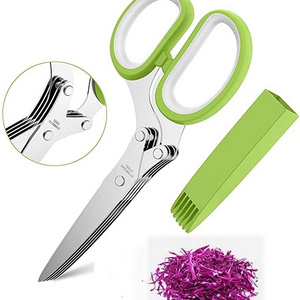 Sharp Multipurpose Cutting Shears Stainless Steel Herb Scissors With 5 Blades cutting Onion Salad scissors 5 layers and brush