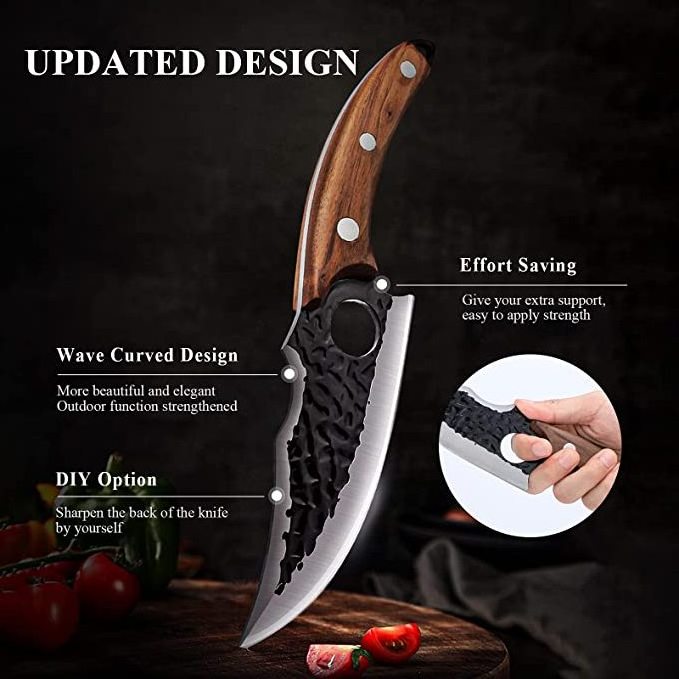 High hardness Viking Cleaver Slaughter Knife Serbian Chef Kitchen Knives 6 Inch Meat Butcher With Wood Handle