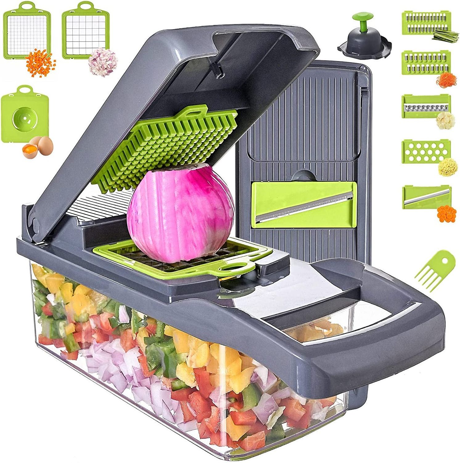 Sharp Food Dicer 8 Blades Veggie Multi Function Chopper Slicer Vegetable Cutter For Salad Potato Carrot Garlic