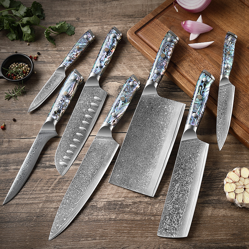 Yangjiang knives set 67 layers damascus steel knives professional VG10 knife damascus with conch resin handle