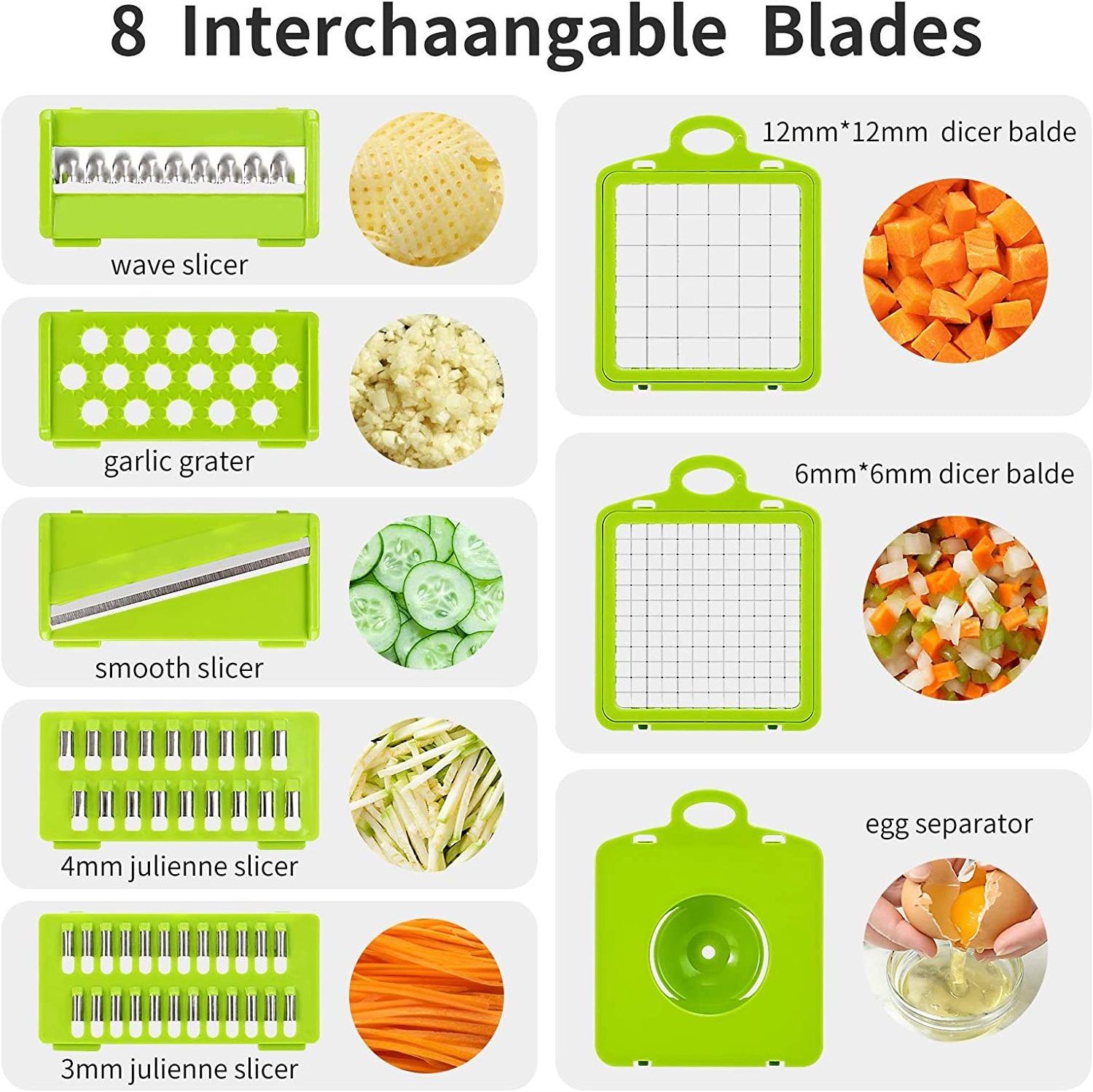 Sharp Food Dicer 8 Blades Veggie Multi Function Chopper Slicer Vegetable Cutter For Salad Potato Carrot Garlic