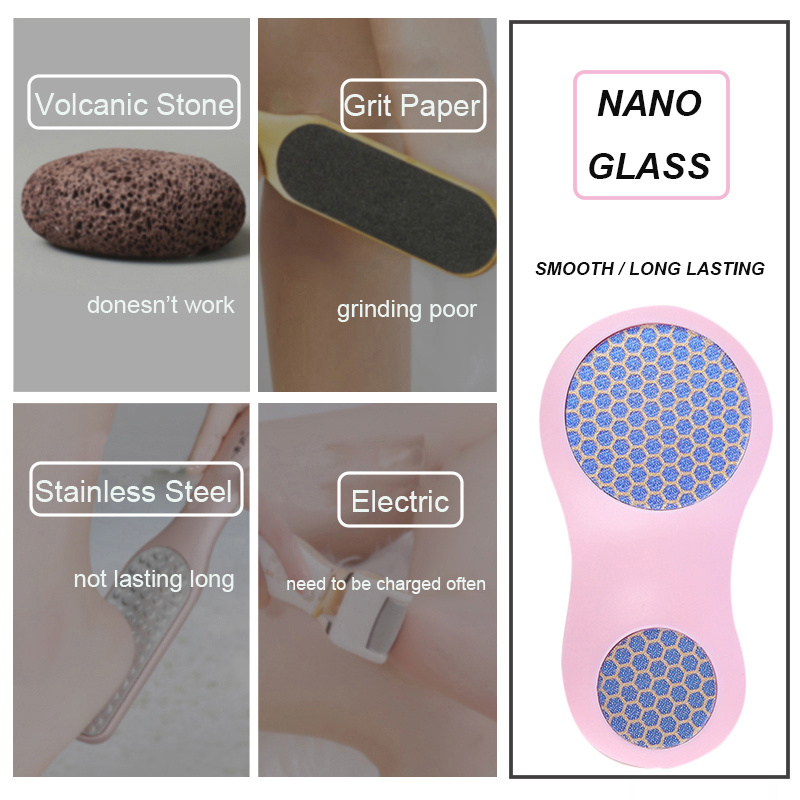 2 in 1 Pedicure high quality  nano glass calluses remover stainless steel grinding pedicure tool foot smoother