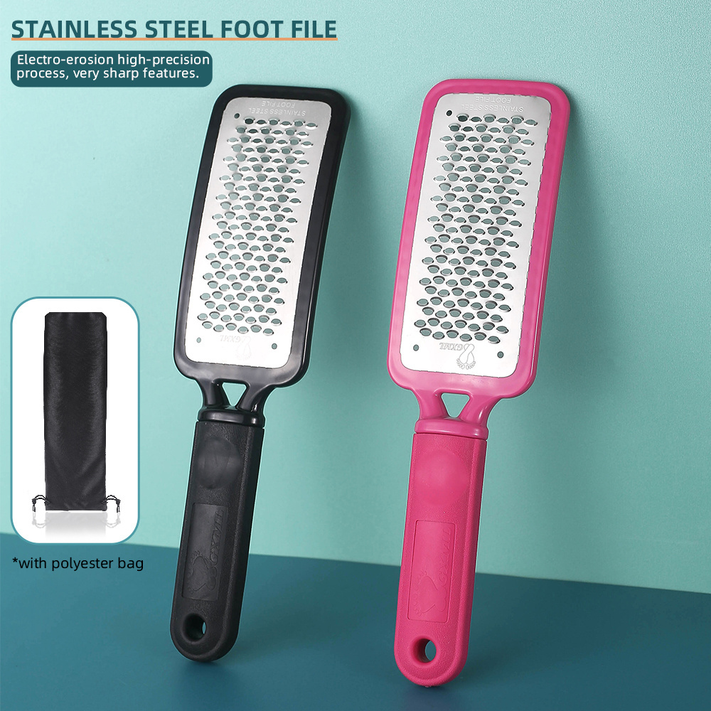 Factory Wholesale Stainless Steel Foot File Callus Remover For Feet   Pedicure Sandpaper Scrubber Foot Clean Tool With Bag