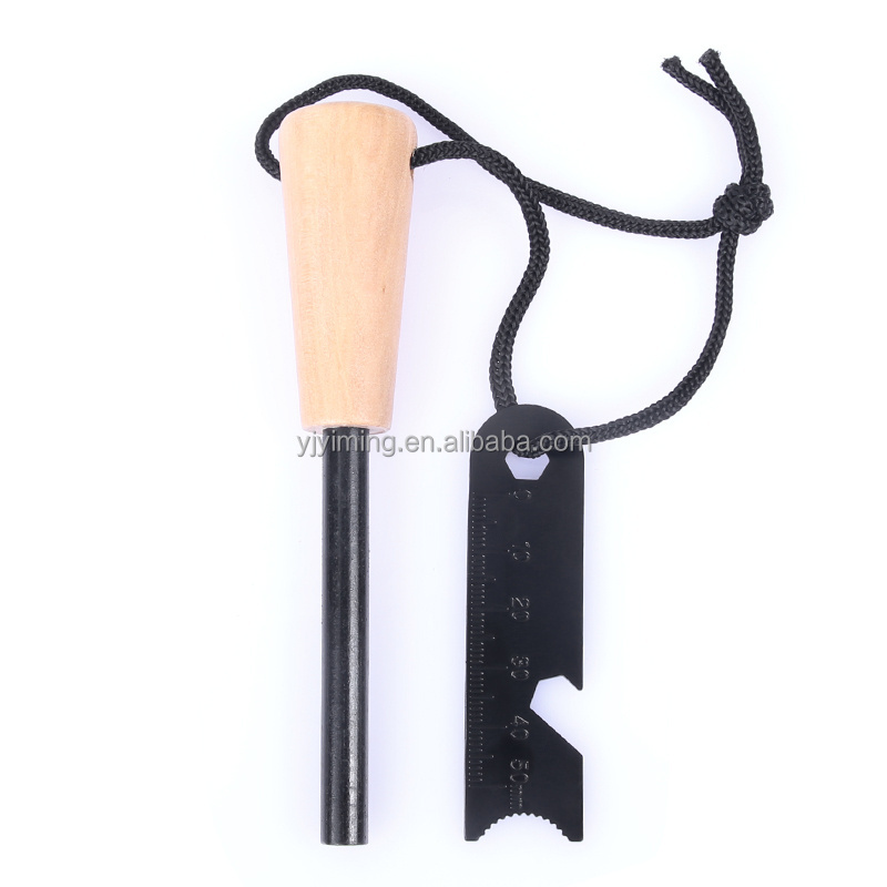 Camping  Ferrocerium ferro Rods Flint survival striker magnesium firestarter Friction Fire Starter stone wood handle