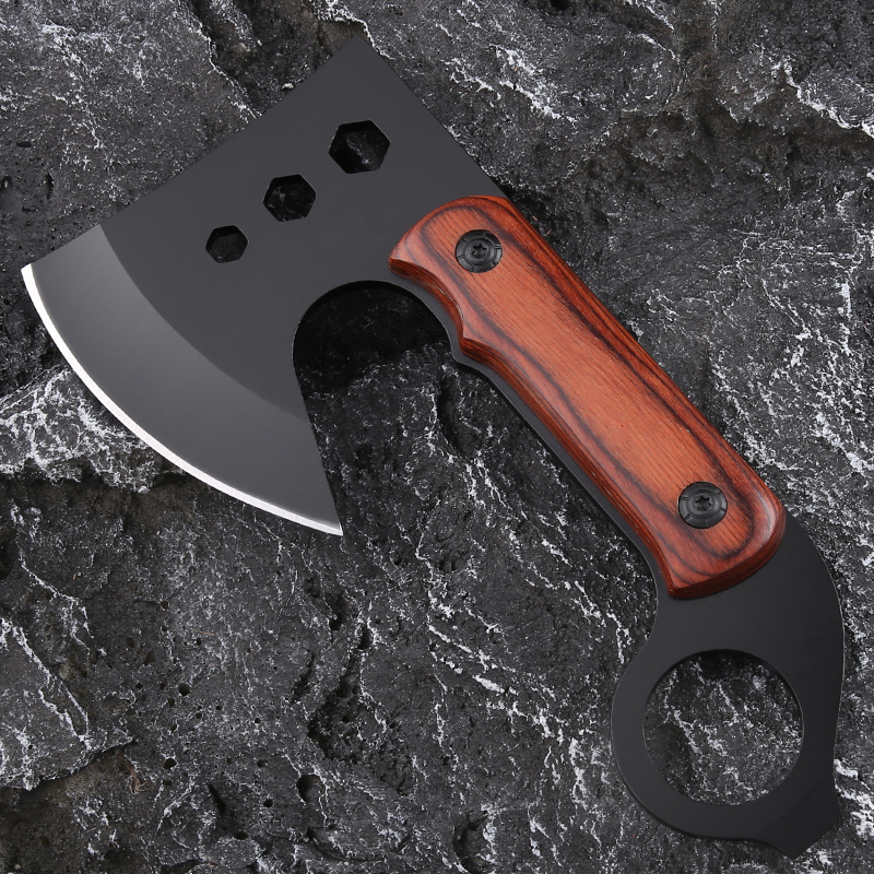 Professional  multifunctional stainless steel axe safety fire ax hatchet camping survival axe with pakka wood handle