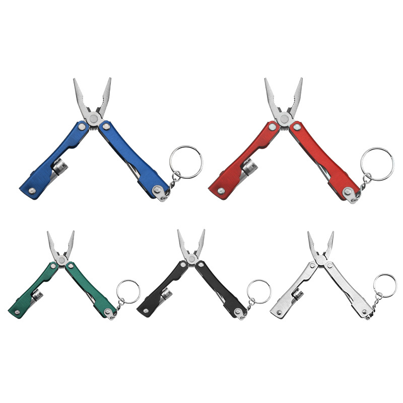 Popular  folding Multi Tool Multifunction Pliers knife Tools with flashlight  Aluminum alloyed+Rubber grip handle