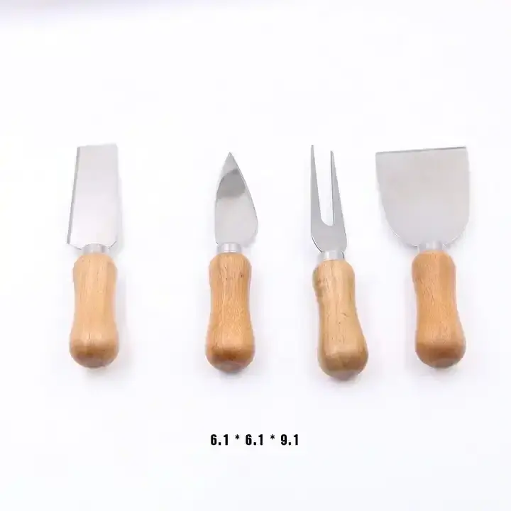 Hot Products Cheese Tools Stainless Steel Cheese Knives Kitchen Knife Acacia Wood Handle Cheese Knife Set With Holder