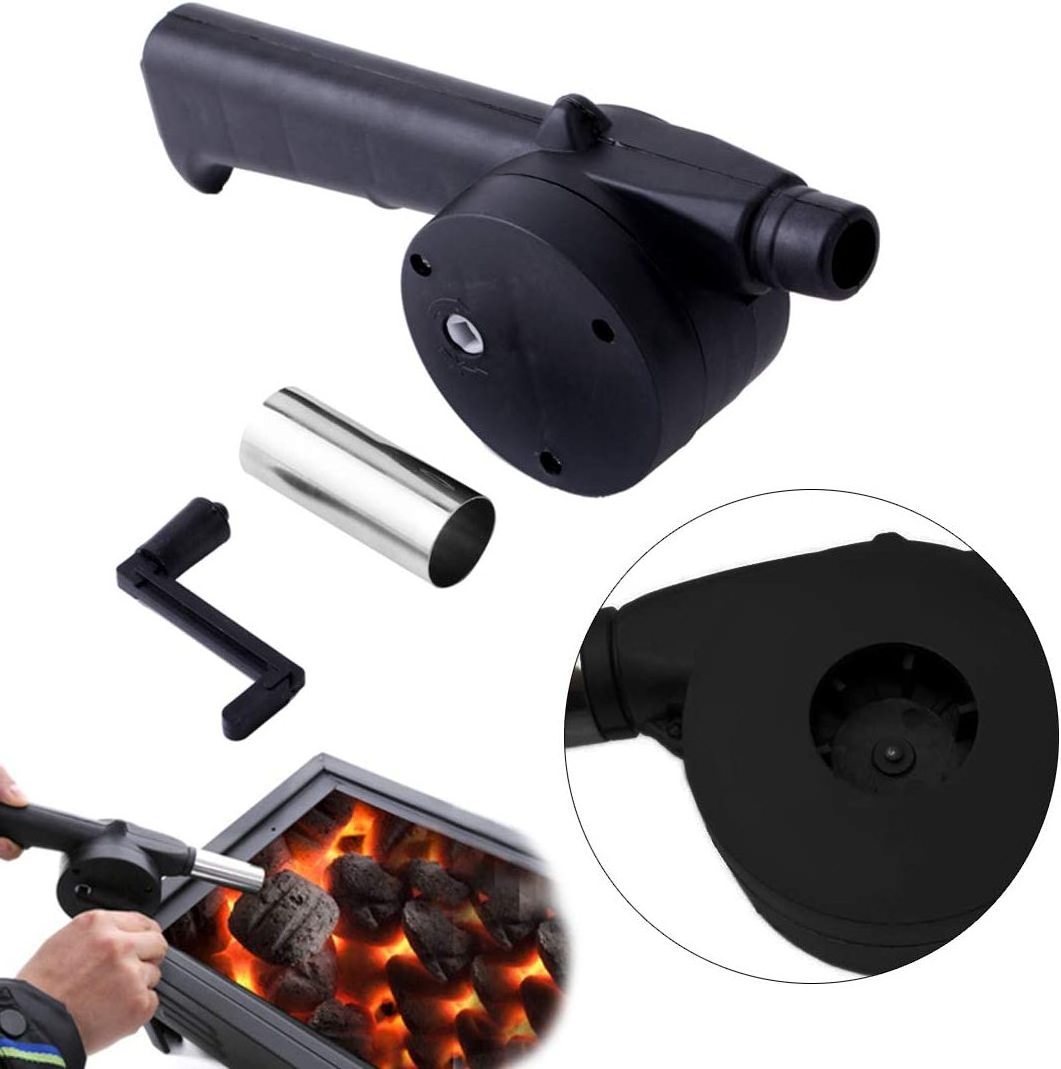 BBQ Fan Air Blower Fast Fire Starter Portable Mini Manual Hand Crank Charcoal Grill Fan for Outdoor Picnic Camping Cooking