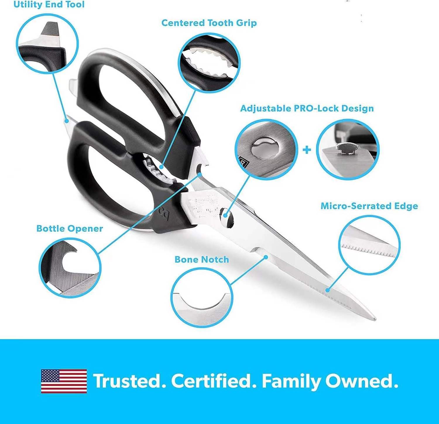 2-Piece Stainless Steel Kitchen Scissor Set  Heavy Duty Come Apart Kitchen Shears