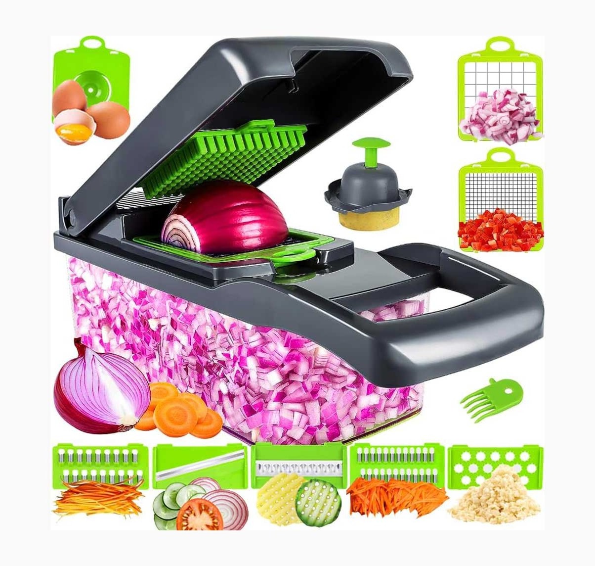 Best Sell 14 In 1 Hand Held Multifunctional Onion Cutter Fruits Slicer Potatoes Peeler Manual Vegetable Chopper