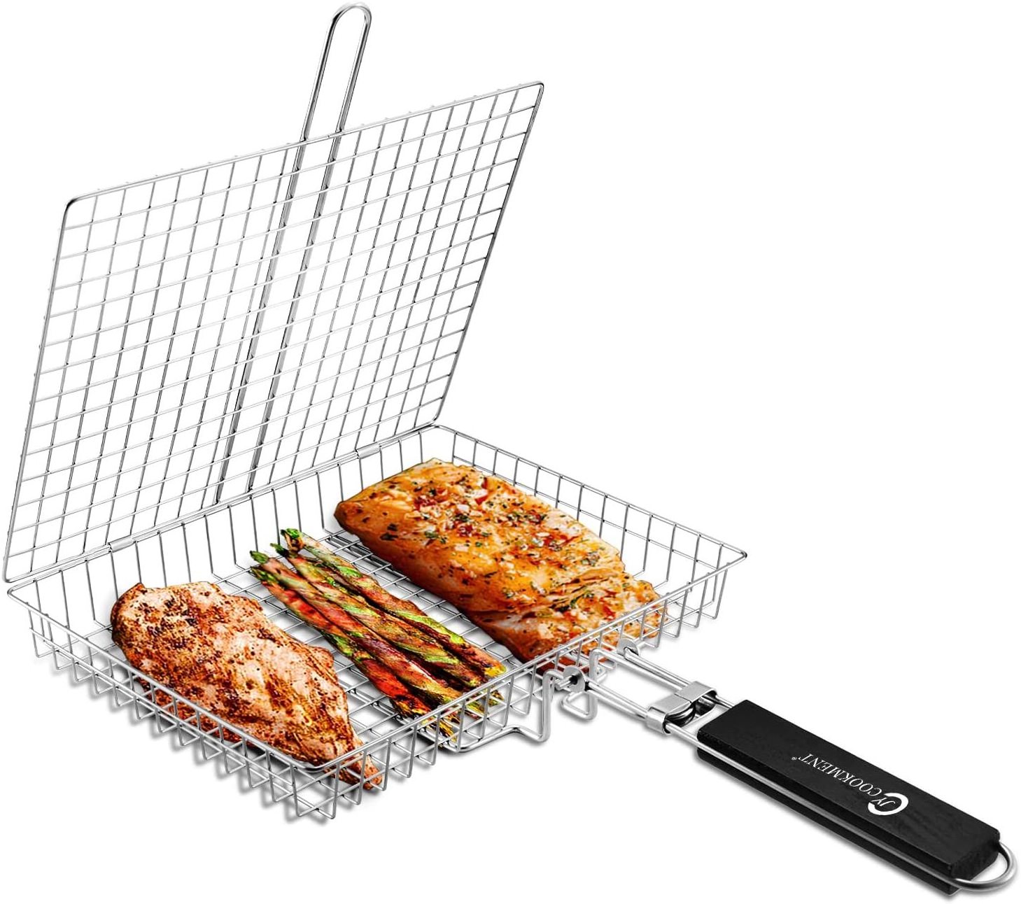 Outdoor High Quality Grilling Basket BBQ Barbecue Grill Basket with Portable Removable Handle