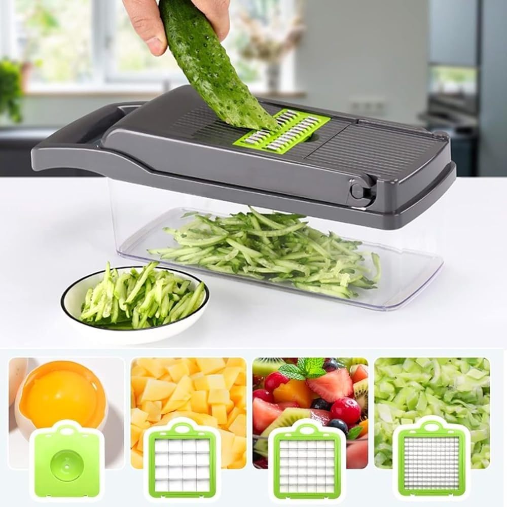 Best Sell 14 In 1 Hand Held Multifunctional Onion Cutter Fruits Slicer Potatoes Peeler Manual Vegetable Chopper