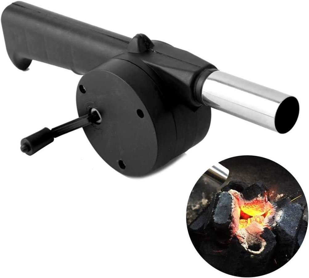 BBQ Fan Air Blower Fast Fire Starter Portable Mini Manual Hand Crank Charcoal Grill Fan for Outdoor Picnic Camping Cooking