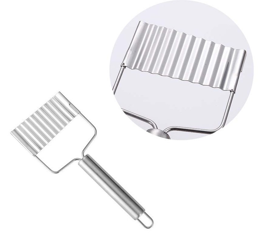 Vegetable Cutter Potato Dicer Stainless Steel Serrated Blade Chip Banana Fruits Potato Wave Knife Cutter Chopper