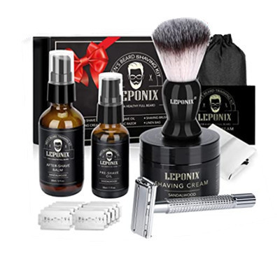 Premium Men's Shaving Kit Beard Care Safety Razor Shaving Cream Oil Brush Set With Aftershave