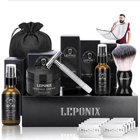 Premium Men's Shaving Kit Beard Care Safety Razor Shaving Cream Oil Brush Set With Aftershave