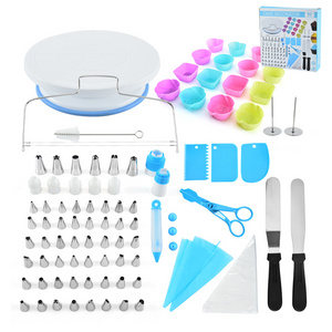 Factory wholesale stainless steel 92pcs cake accessories and cake decorating Tools set with turntable