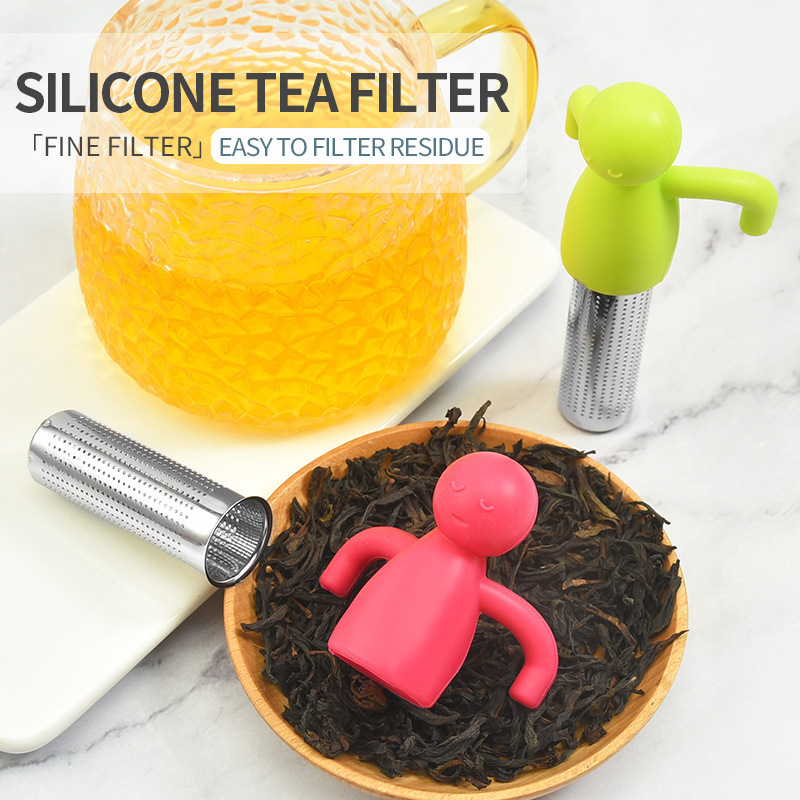 Silicone creative humanoid Tea Infuser Strainer Ball Stainless Steel Extra Fine Mesh Tea Steeper Filter For Loose Leaf Tea