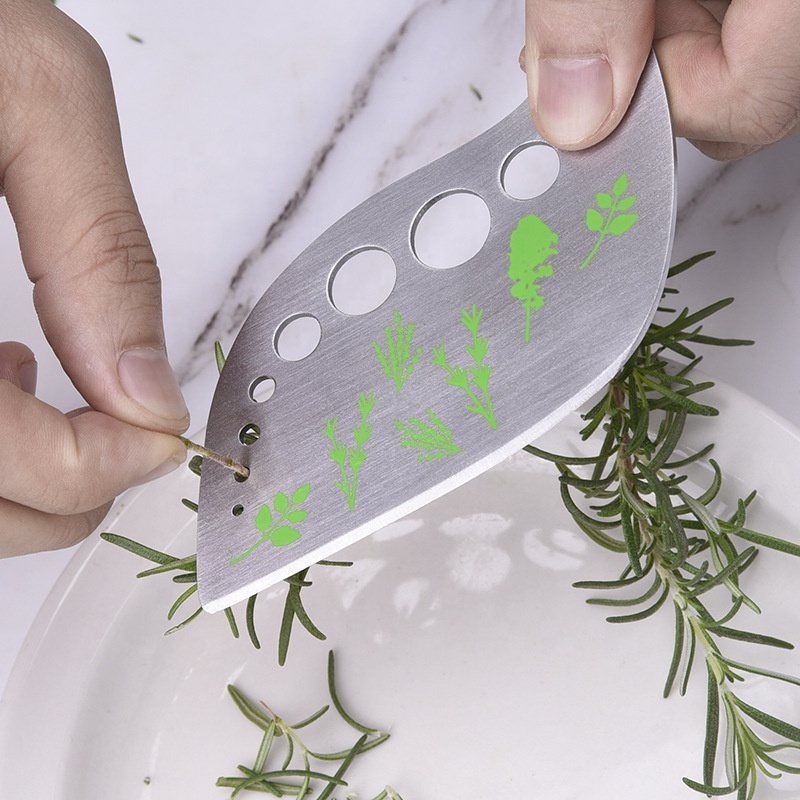 Herb Stripper 9 Holes Stainless Steel Kitchen Herb Leaf Stripping Tool LooseLeaf Kale Razor Metal Herb Cutter