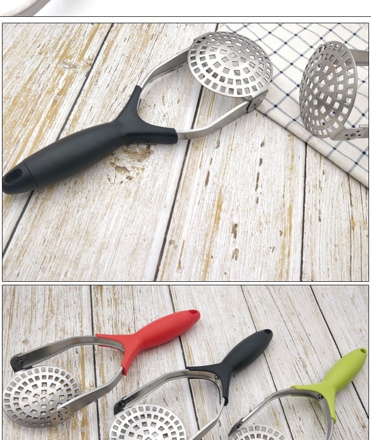 Potato Smasher With Non-Slip Handle For Baby Food Fruit Vegetable Heavy Duty  Stainless Steel Potato Masher