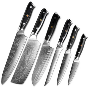 Japanese 67-Layer Damascus Steel Chef Knife Set with G10 Handle Colorful Cleaver for Slicing Salmon Sushi Kitchen Essential