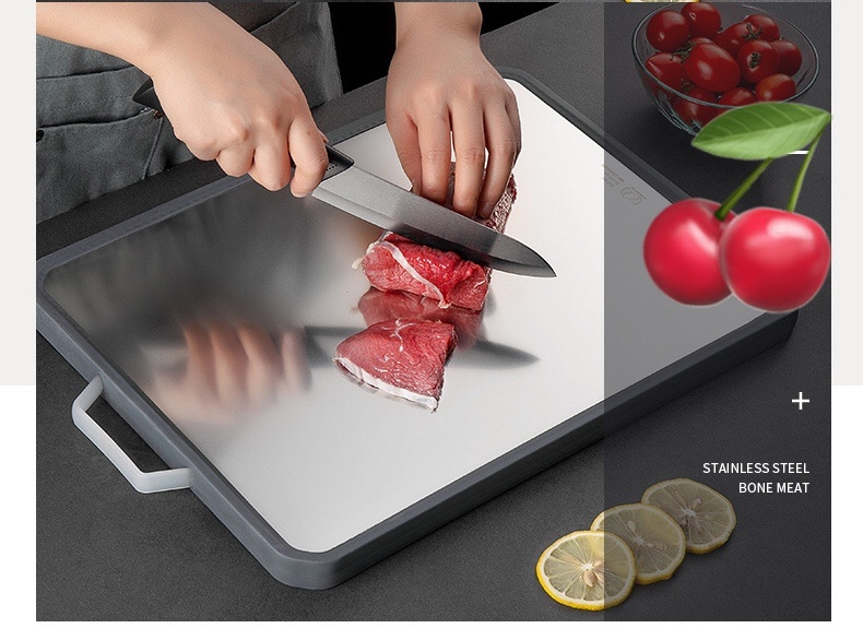 Stainless Steel Rectangle Cutting Board Anti-Mold and Bacterial Double-Sided Meat Chopping Board Made of PP Plastic Eco Style