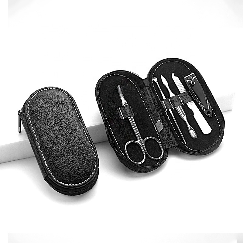 5-Piece Black Stainless Steel Souvenir Travel Beauty Nail Clippers Set Personal Manicure and Pedicure Care Kit