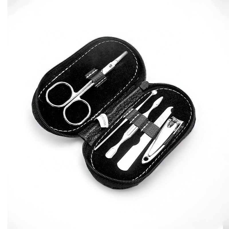 5-Piece Black Stainless Steel Souvenir Travel Beauty Nail Clippers Set Personal Manicure and Pedicure Care Kit