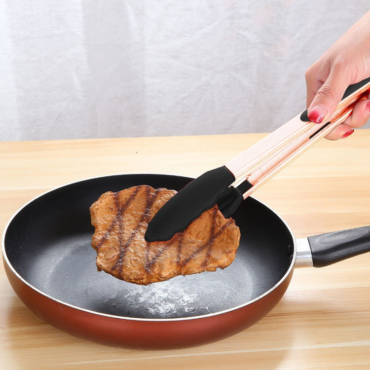 Non Stick Grill BBQ Serving Kitchen Silicone 12 inch Cooking Tongs Rose Gold