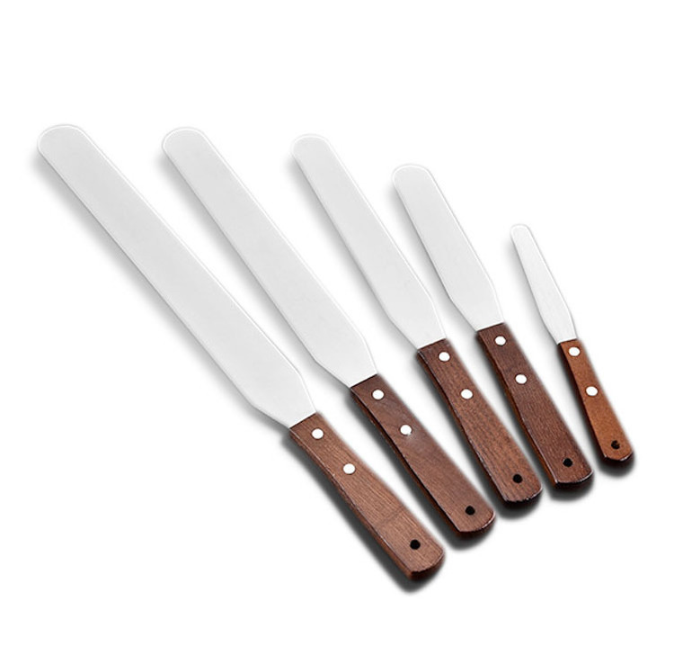 Hot Sale Angled Spatula with Wooden Handle Stainless Steel Offset Icing Spatula Set