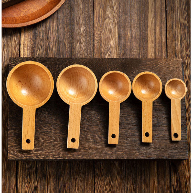 Kitchen Wooden Measuring Spoon 5ml/15ml/20ml/45ml/65ml  Beech Wood Coffee Scoop