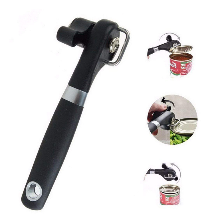 Manual Stainless Steel Can Opener with Ergonomic Soft Grips Handle