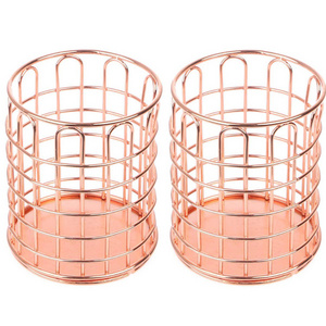 Rose Gold Wire Metal Desktop Pencil Holder Desk Organizer for Desk Office and School