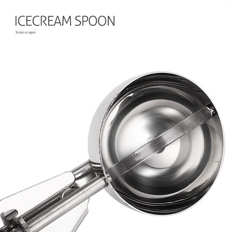 Professional 18/8 Stainless Steel Hold 2.8 Tbsp 42 ml 1.4 oz Medium Cookie Dough Scooper Ice Cream Cupcake Scoop