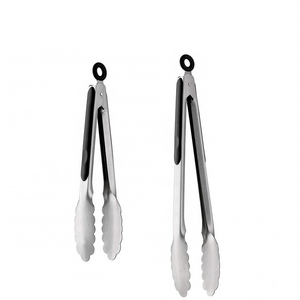 Hot Sale Locking Metal Food Tongs Non - Slip Grip Stainless Steel Kitchen 9" and 12" Tongs Set of 2