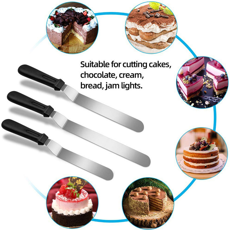 Kitchen Gadgets 6inch 8 inch 10 inch Decorating Stainless Steel Angled Cake Icing Spatula Set of 3