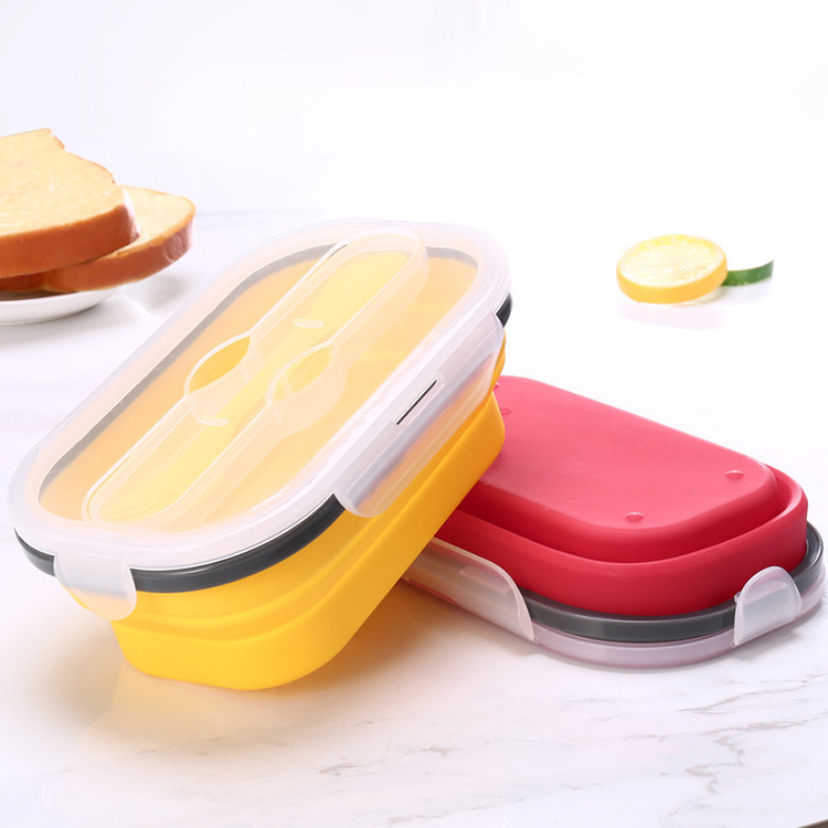 Hot Selling High Quality Cookware Silicone Heat Resistance Folding Kitchen Tool Gadgets Bento Lunch Box for Outside