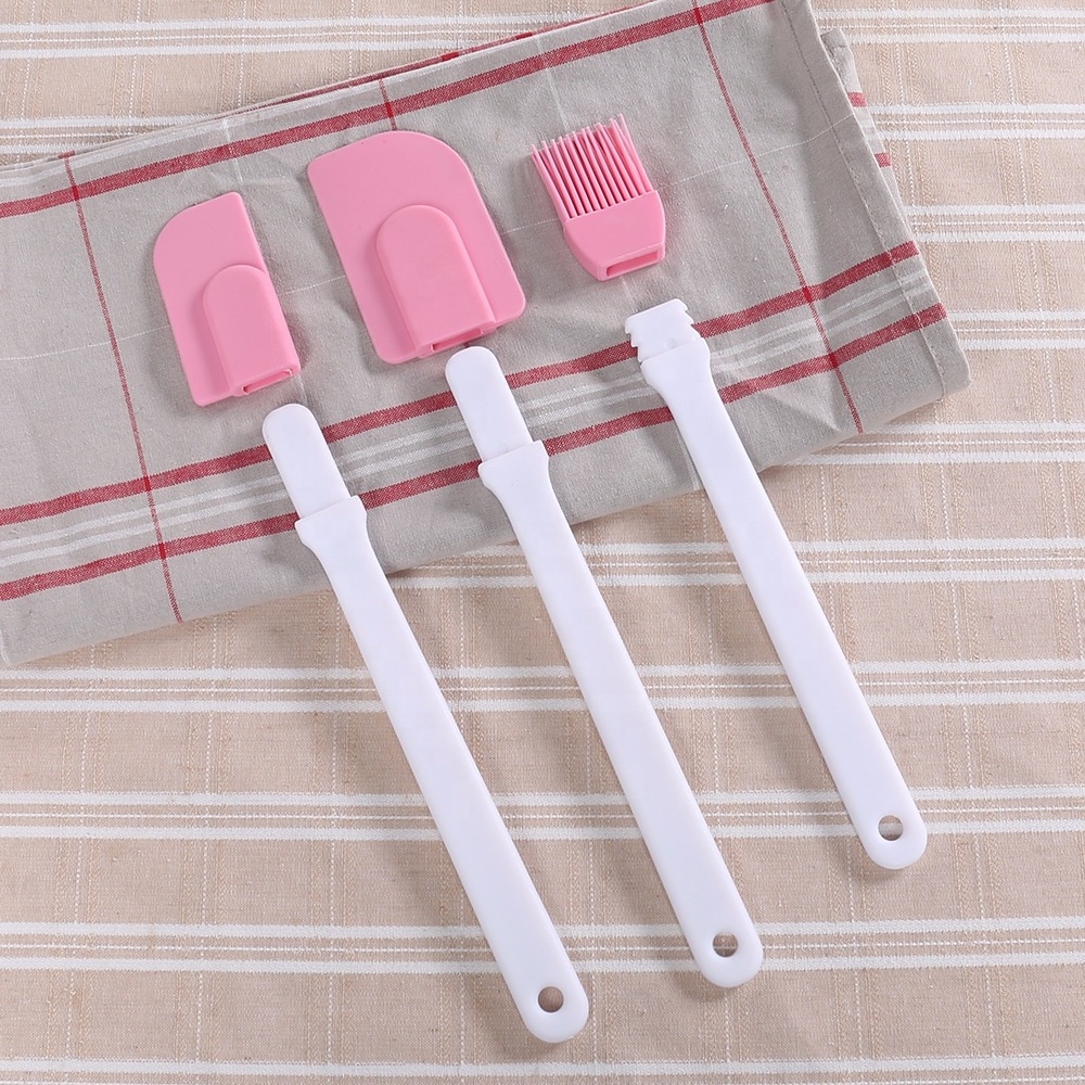 Silicone Cake Baking Mixing Spatula Scraper and Brush Set