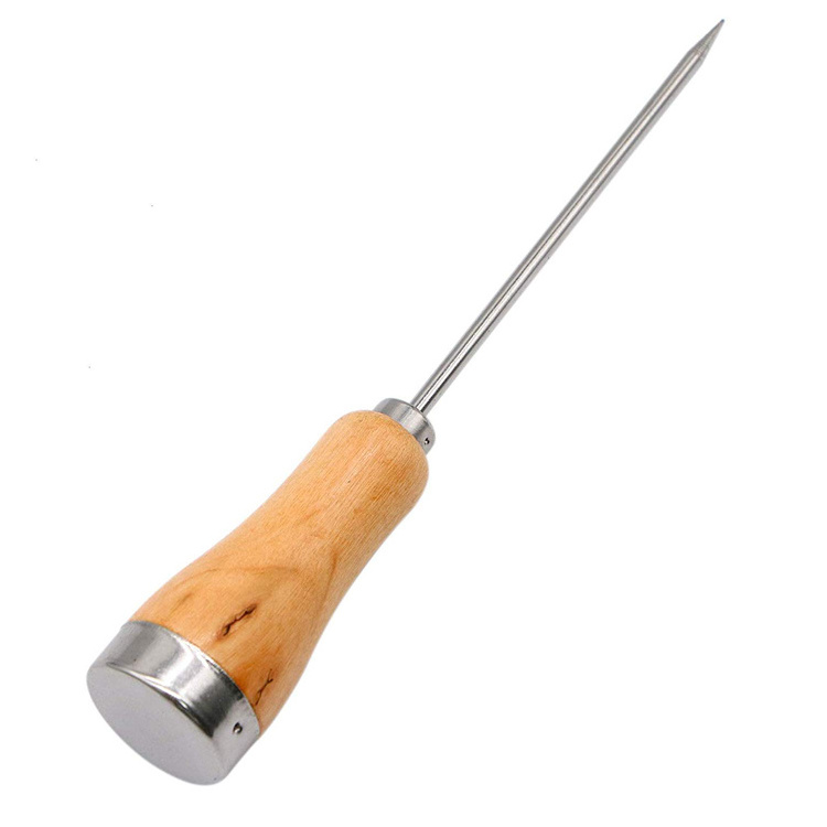 Hot Selling Wooden Handle Stainless Steel Ice Pick for Kitchen Bar