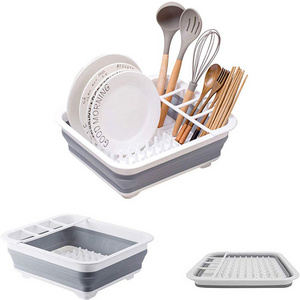 Hot Selling Portable Dinnerware Organizer Space Saver Kitchen Tool  Collapsible Fiter Basket Drying Dish Rack