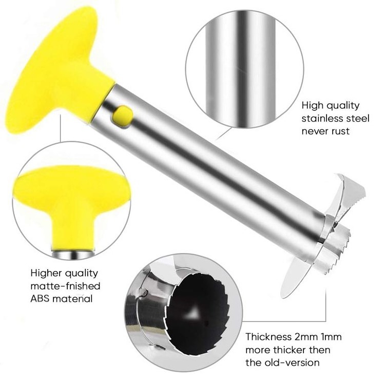 Stainless Steel Easy Kitchen Fruit Tool 3 in 1 Pineapple Peeler and Corer Slicer Cutter