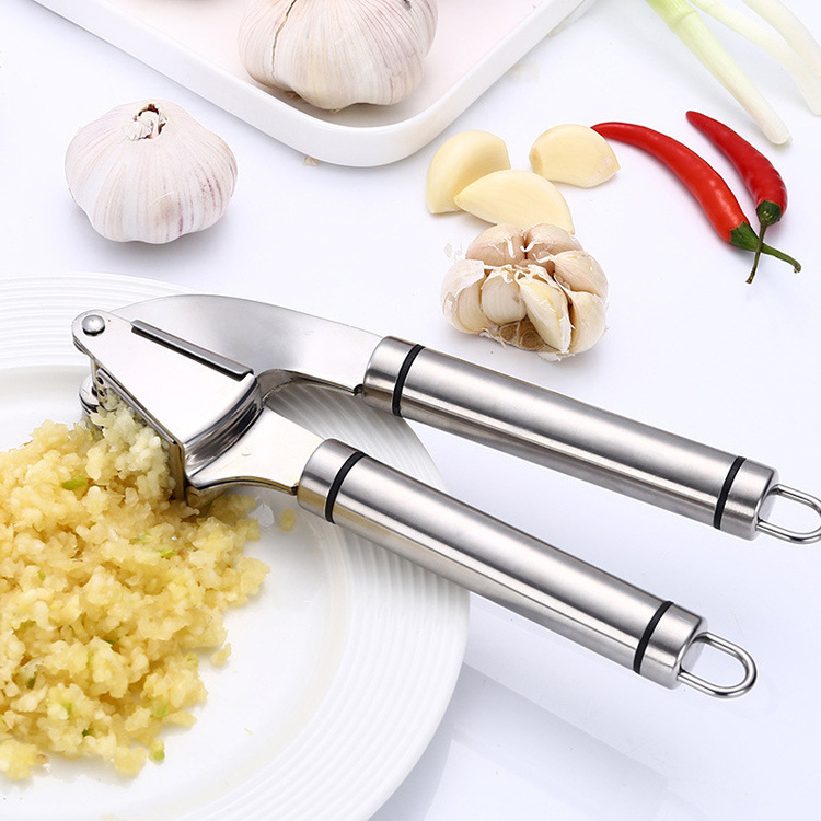 Wholesale Handheld Kitchen Tool 304 Stainless Steel Manual Garlic Press Crusher